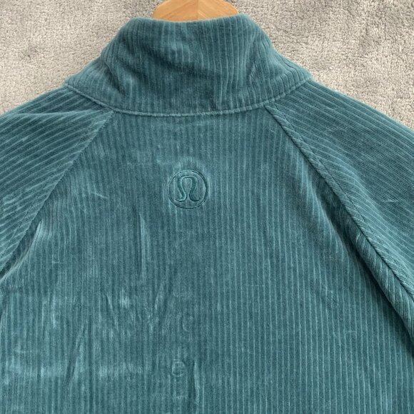 Lululemon Jacket Womens 10 Storm Teal Corduroy Full Zip Scuba Track Velvet Cord - Picture 12 of 12